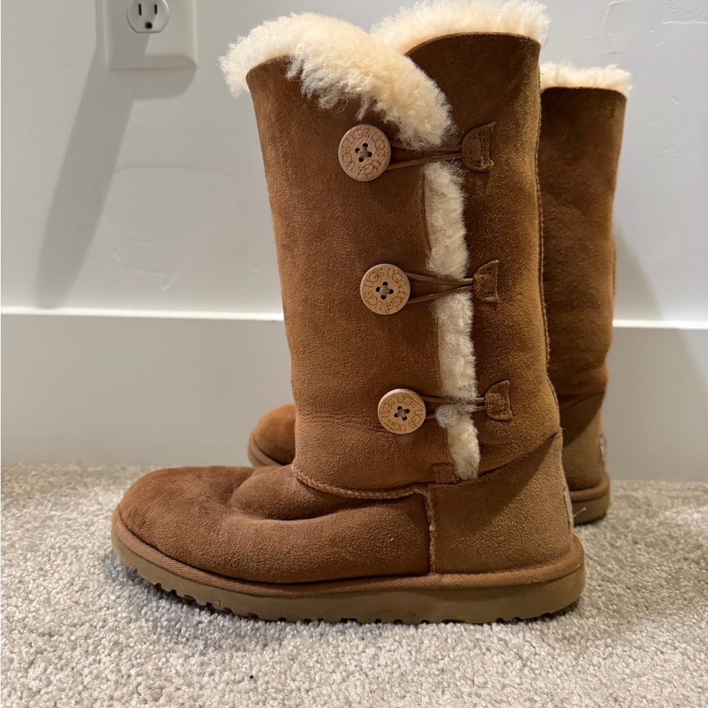 UGG Tan Shearling Button Boots